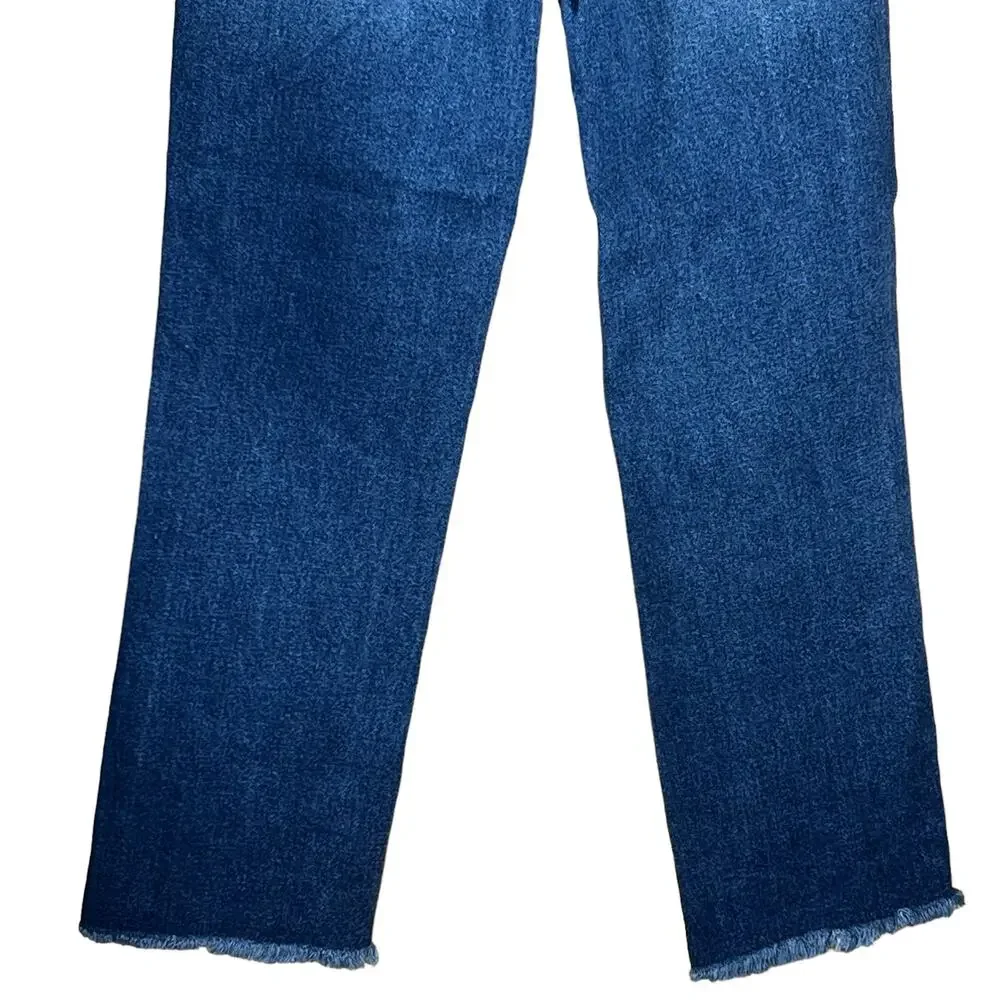 a loves a Women’s High-Rise Medium Wash Straight Leg Fringe Hem Jeans 27 EUC - Picture 9 of 16